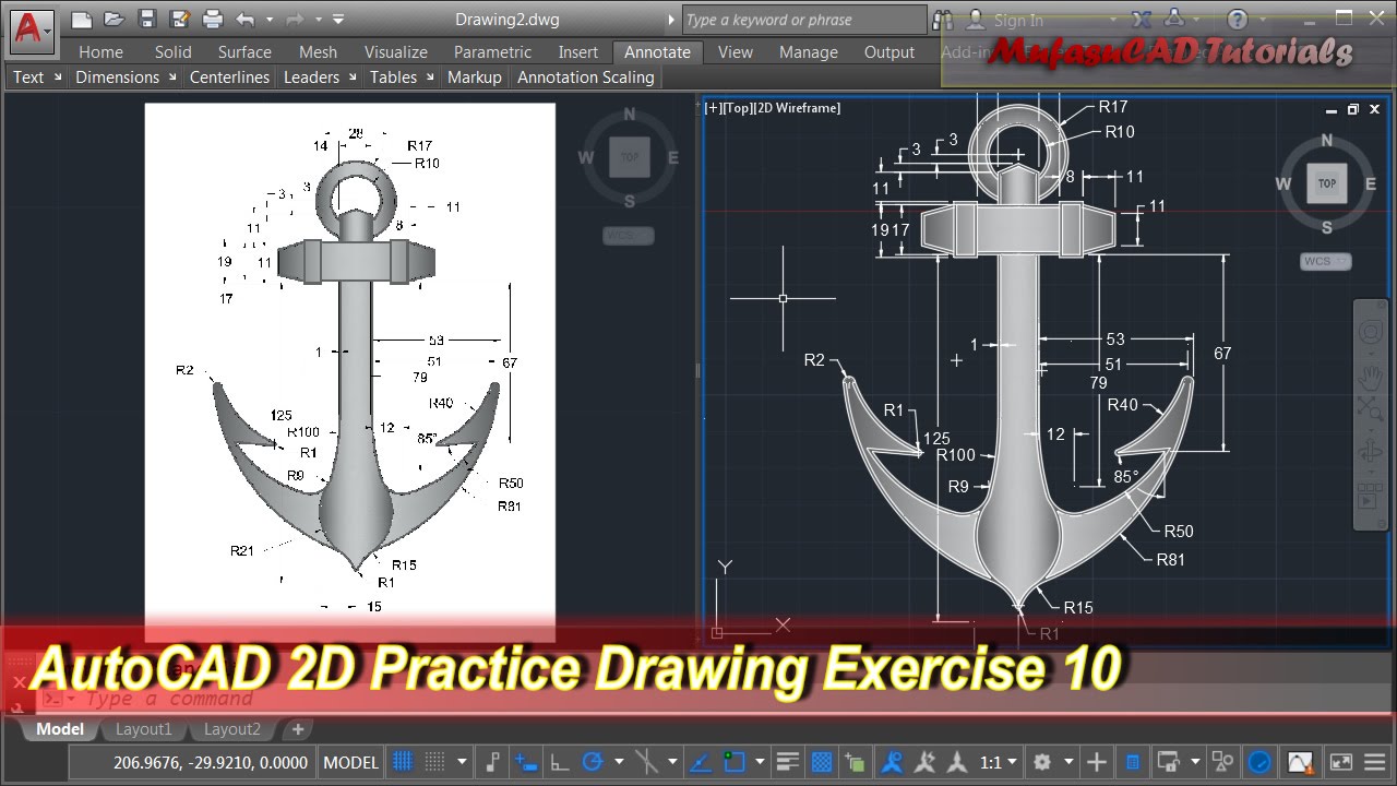 autocad 2d drawing for practice